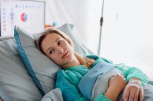 woman in hospital bed